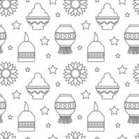 Happy Diwali Seamless Pattern Illustration Design with Light Festival of India Ornament in Cartoon Hand Drawn Template vector