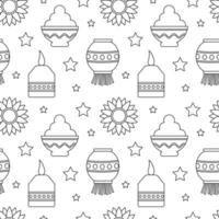 Happy Diwali Seamless Pattern Illustration Design with Light Festival of India Ornament in Cartoon Hand Drawn Template vector