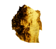 Eswatini mapa dourado metal cor altura mapa 3d ilustração png