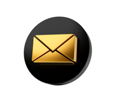 Gold SMS mail notification message Black icon bubble symbol or new contact alert chat  3D illustration png