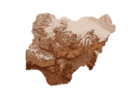 Map of Nigeria in old style, brown graphics in a retro style Vintage Style. High detailed 3d illustration png