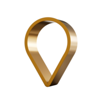 icona del puntatore d'oro, simbolo della posizione. gps, viaggi, navigazione, concetto di posizione del luogo. illustrazione 3d png