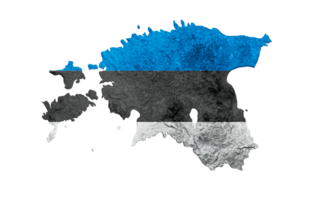 Estonia Map Flag Shaded relief Color Height map 3d illustration png