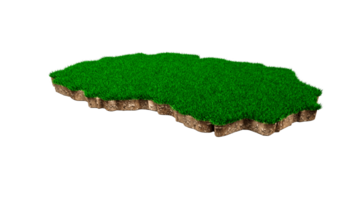 North Macedonia map soil land geology cross section with green grass 3d illustration png