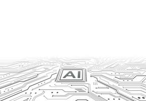 Artificial intelligence chipset on circuit board in futuristic concept technology artwork for web, banner, card, cover. Vector illustration