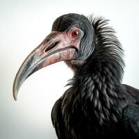 el retrato de del Norte calvo ibis geróntico eremita aislado en blanco fondo.ai generativo foto