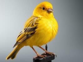 Yellow canary, canary on a white background. Isolated.  AI Generative photo