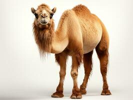 camello aislado en un blanco antecedentes. camelus dromedario. 3d ilustración. estudio. ai generativo foto