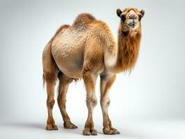 Camel isolated on a white background. Camelus dromedarius. 3D illustration. Studio. AI Generative photo