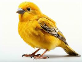 Yellow canary, canary on a white background. Isolated.  AI Generative photo