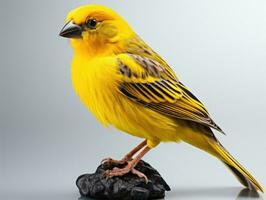 Yellow canary, canary on a white background. Isolated.  AI Generative photo