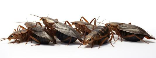 Cockroaches isolated on a white background. Close-up. 3d render. AI Generative photo