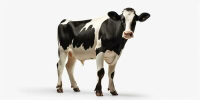 Black and white cow isolated on white background. 3D illustration. AI Generative photo