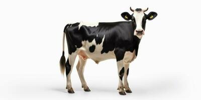 negro y blanco vaca aislado en blanco antecedentes. 3d ilustración. ai generativo foto