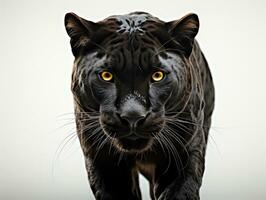 Black panther in studio, isolated on white background - 3d render. AI Generative photo