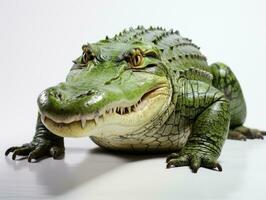 Crocodile isolated on a white background. Studio shot. AI Generative photo