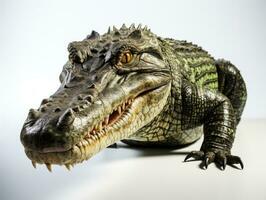 Crocodile isolated on a white background. Studio shot. AI Generative photo