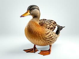 Mallard duck isolated on white background. 3D illustration. Studio. AI Generative photo