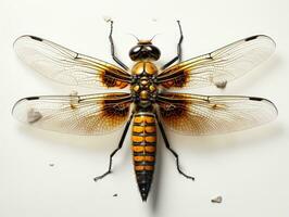Dragonfly isolated on white background. Close up of a dragonfly. AI Generative photo