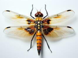 Dragonfly isolated on white background. Close up of a dragonfly. AI Generative photo