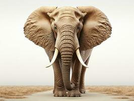 Elephant in the desert - 3D render illustration with clipping path AI Generative photo