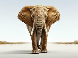 Elephant in the desert - 3D render illustration with clipping path AI Generative photo