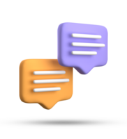 3d rendering of speech bubble with notification icons, 3D pastel yellow blue chat icon set. Set of 3d speak bubble. png