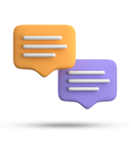 3d rendering of speech bubble with notification icons, 3D pastel yellow blue chat icon set. Set of 3d speak bubble. png