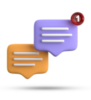 3d rendering of speech bubble with notification icons, 3D pastel yellow blue chat icon set. Set of 3d speak bubble. png