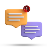 3d rendering of speech bubble with notification icons, 3D pastel yellow blue chat icon set. Set of 3d speak bubble. png