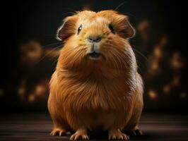 Group of adorable guinea pig on black background. Studio shot. AI Generative photo