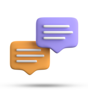 3d rendering of speech bubble with notification icons, 3D pastel yellow blue chat icon set. Set of 3d speak bubble. png