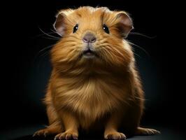 Group of adorable guinea pig on black background. Studio shot. AI Generative photo