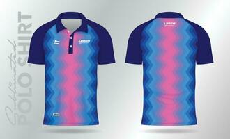 blue pink polo sport shirt mockup template design vector