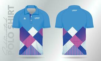 blue pink polo sport shirt mockup template design vector