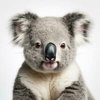 Close-up of a Koala, Phascolarctos cinereus, isolated on white AI Generative photo