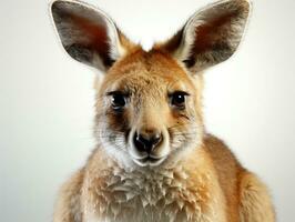 Portrait of a red kangaroo on a white background. AI Generative photo