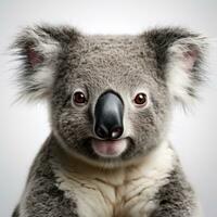 Close-up of a Koala, Phascolarctos cinereus, isolated on white AI Generative photo