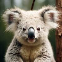 Close-up of a Koala, Phascolarctos cinereus, isolated on white AI Generative photo