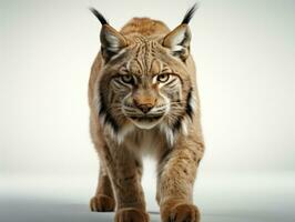 Eurasian lynx in front of a white background - 3d render AI Generative photo