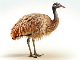 Ostrich bird isolated on white background with clipping path and shadow AI Generative photo