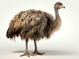 Ostrich bird isolated on white background with clipping path and shadow AI Generative photo