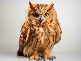 Portrait of a beautiful owl isolated on a white studio background. AI Generative photo