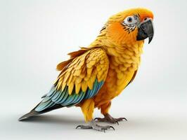 Red macaw parrot isolated on white background. 3d illustration. AI Generative photo