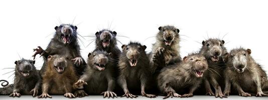 Group of rat in front of a white background with space for text AI Generative photo