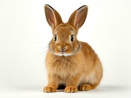 Cute little rabbit on white background. Easter holiday concept. AI Generative photo
