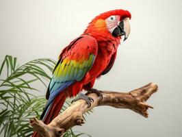 Red macaw parrot isolated on white background. 3d illustration. AI Generative photo