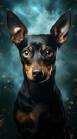 Portrait of a purebred miniature pinscher. Studio shot. AI Generative photo