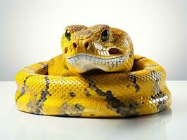 amarillo boa constrictor serpiente aislado en blanco antecedentes con recorte camino. ai generativo foto