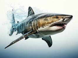 3d representación de un grupo de tiburones aislado en blanco antecedentes. ai generativo foto